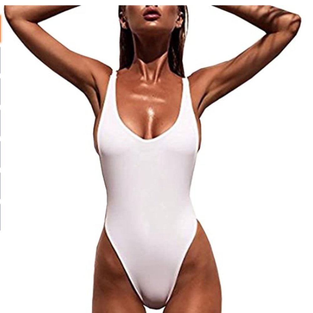 PRETTYGARDEN Women One Piece Swimsuit U Neck